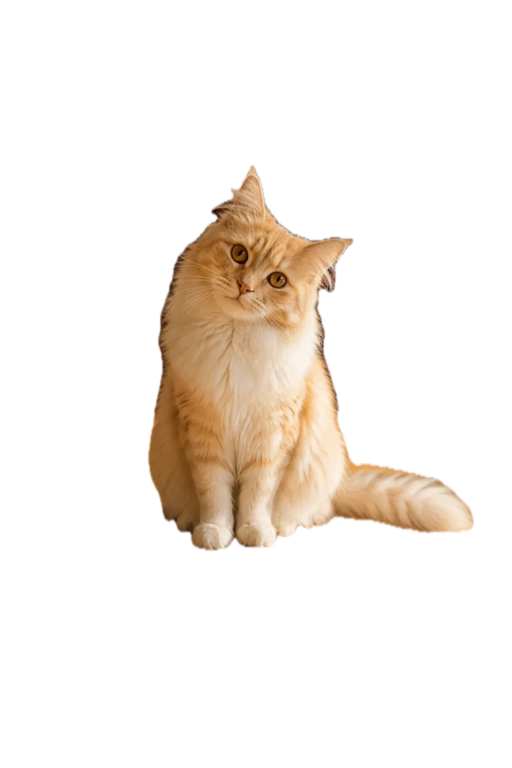 A cat cut out onto a transparent checkerboard